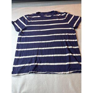 J.Crew Mens Striped Crewneck T-Shirt Navy/White Cotton Size L